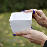 Steinzeug Pflanzgef�� Sukkulenten 0,5 Liter quadratisch Keramik Pflanztopf Kakteen wei�er �bertopf