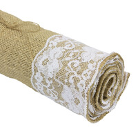 L�ufer Jute Spitze 2,5 Meter Tischl�ufer Tischdeko Hochzeit Natur Tischdecke